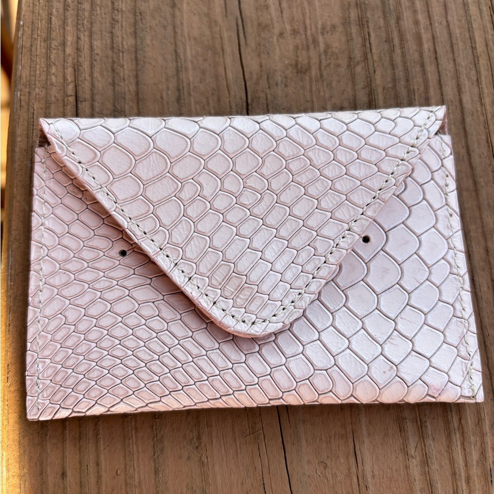 Light pink leather business card holder